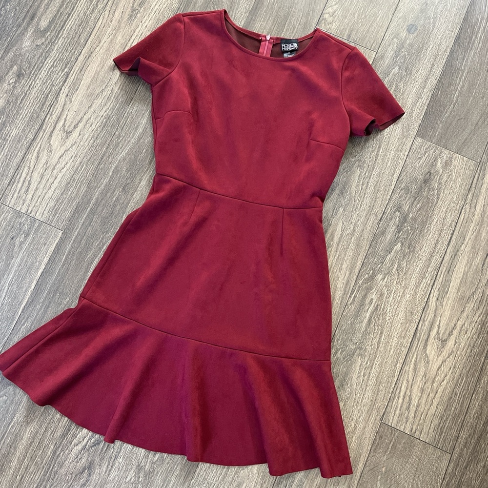 Red Asymmetrical Ruffled Mini Dress